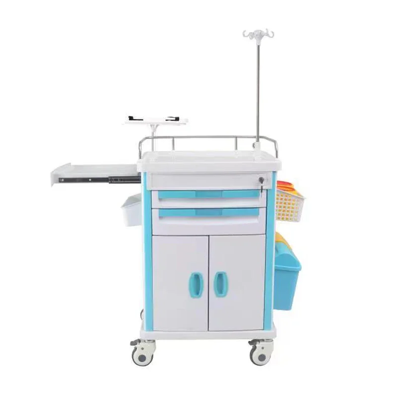 Hospital Furniture Anesthesia drug Medical Trolley medical ABS plastic Emergency Treatment trolley cart