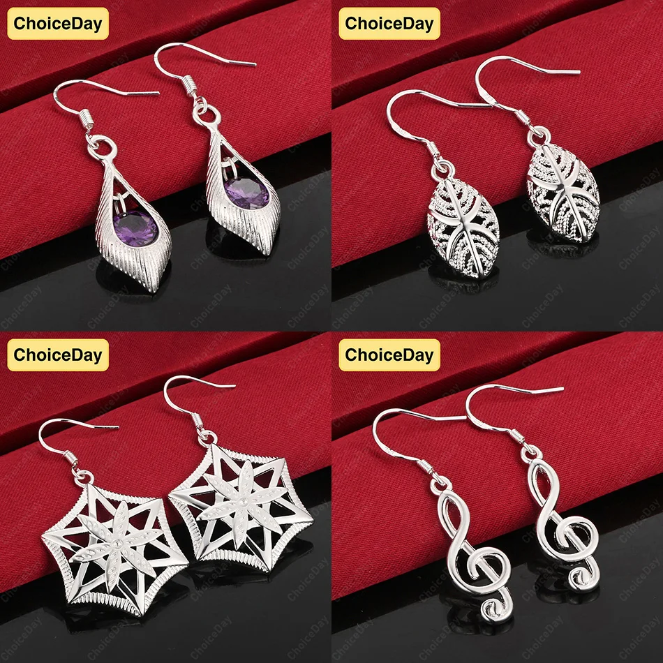 

ChoiceDay 925 Sterling Silver Delicate Musical Note Zircon Pendant Earrings Women Party Jewelry Gift Accessories