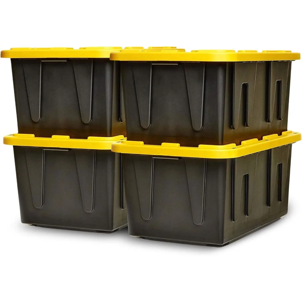 4-Pack Durabilt, Heavy Duty Plastic Storage Bins with Lids, 27 Gallon