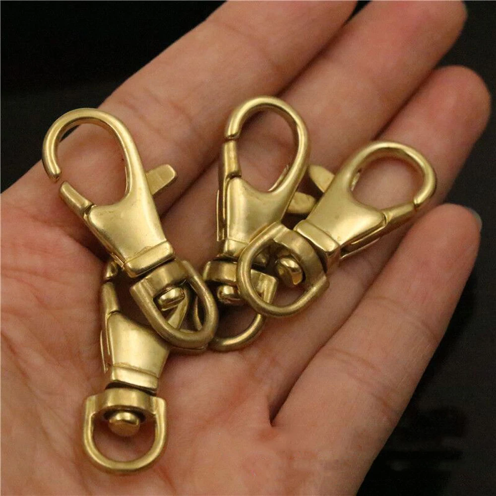 4pcs Small brass snap hooks classic swivel eye trigger clips clasps for leather craft bag purse strap chain webbing connecting