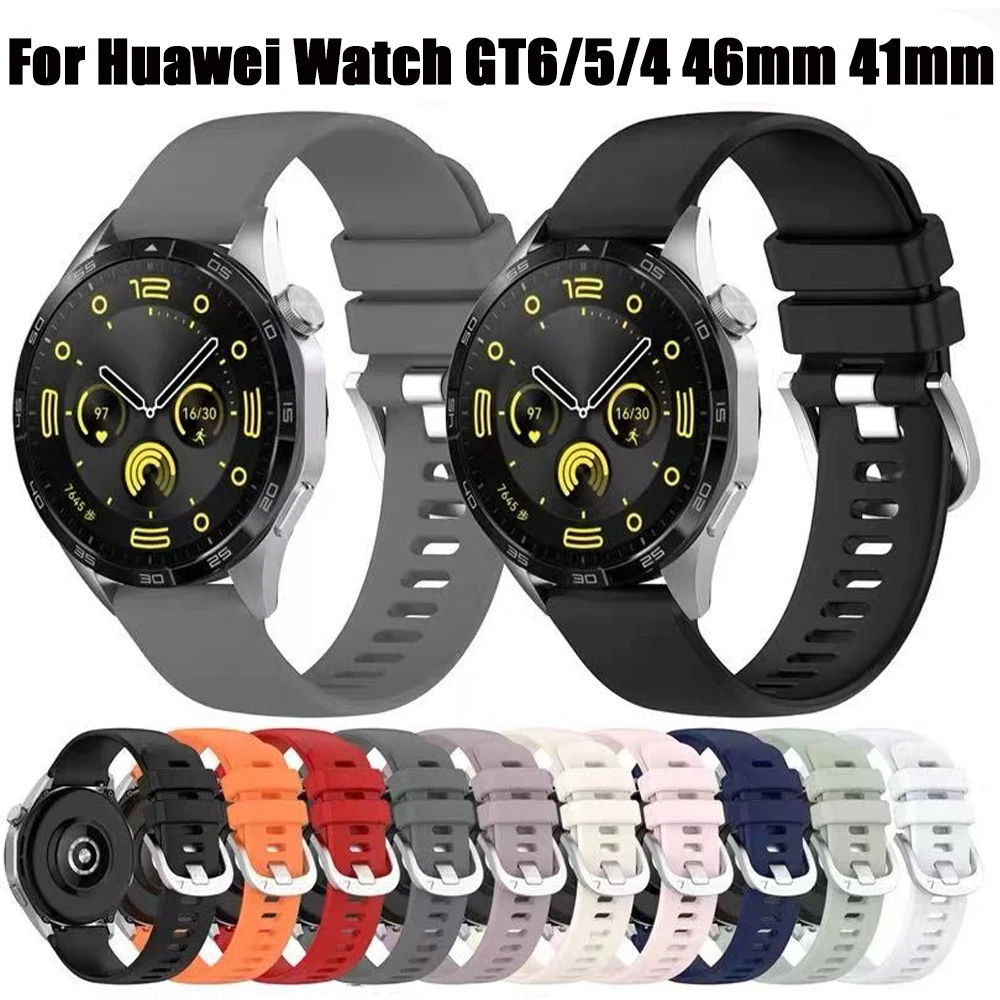

22mm 20mm 18mm Silicone Strap For Huawei Watch GT6 GT5 46mm Band Watch For Huawei GT4 46mm 41mm GT5 GT6 Pro Bracelet Wristband