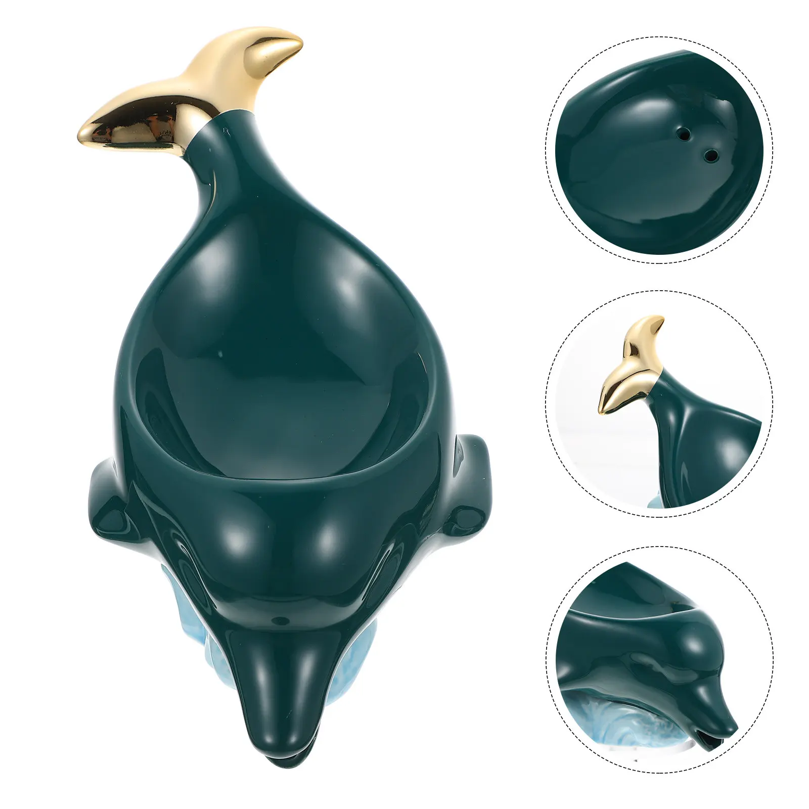 

Ceramic Dolphin Soap Holder Cartoon Animal Design Self Draining Soap Dish for Bathroom Wash Table Shower Decorative Storage Rack