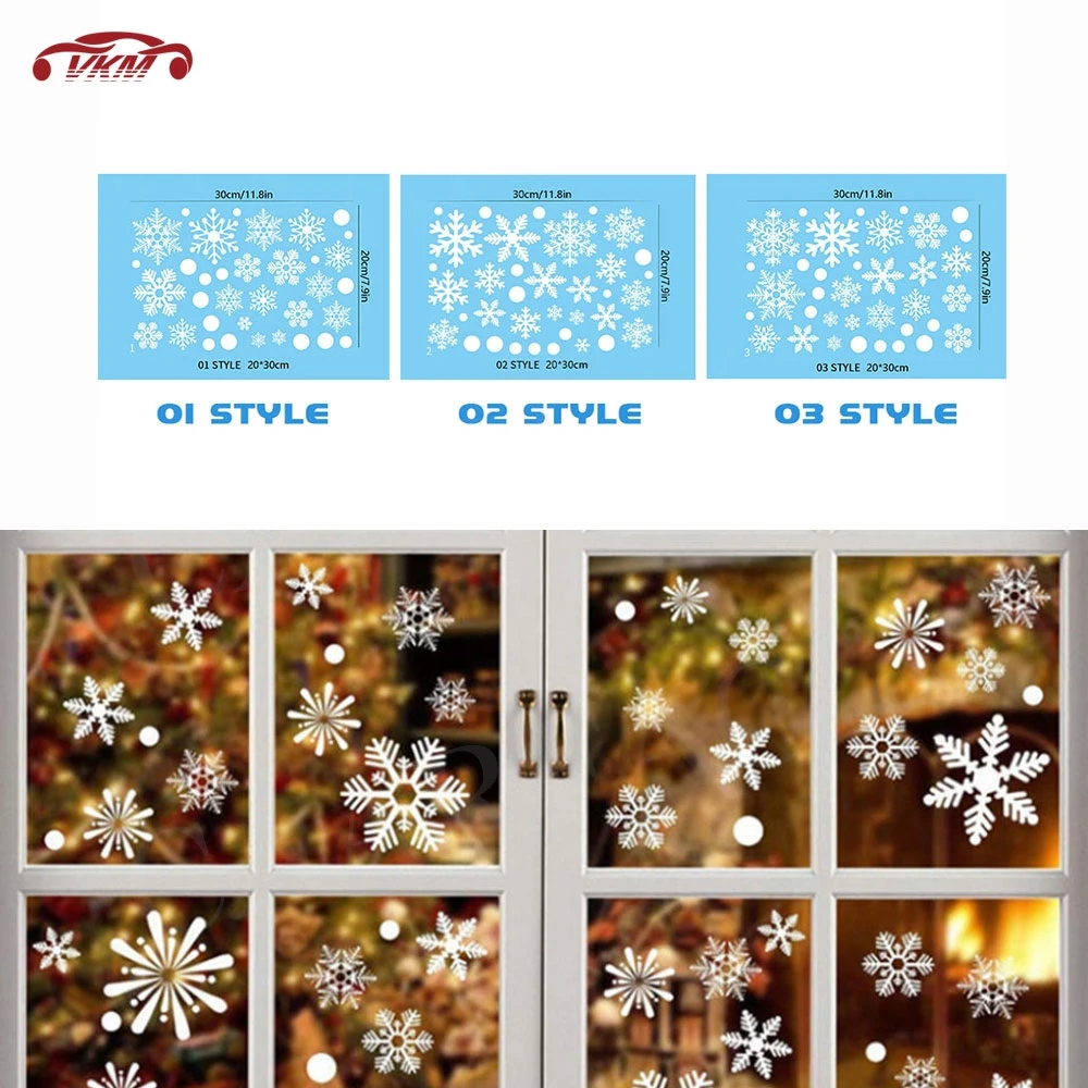 Christmas Ornaments Snowflake Wall Sticker Glass Windows Decals New Year Wallpaper Merry Christmas Home Decoration Stickers