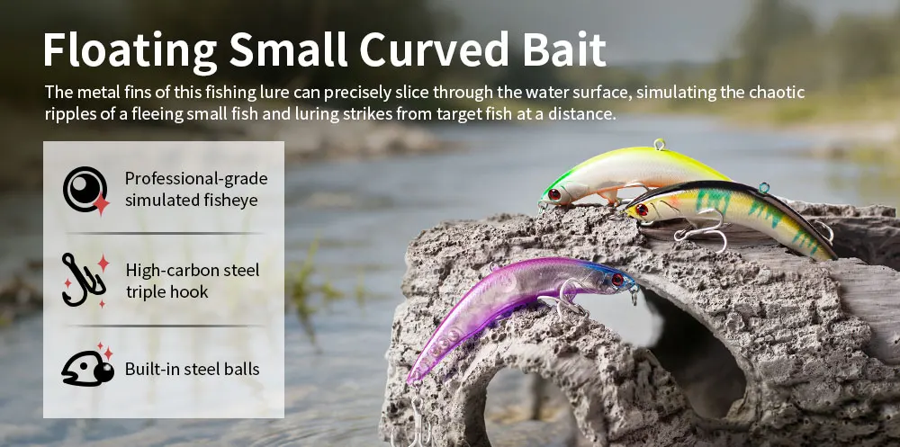 Hanlin 8,5 cm 7g gebogener Bleistift köder Top water Swimbaits schwimmende Kunststoff Hart körper Minnow Wobble Angel köder für Hecht Bass Tackle – Detail 2