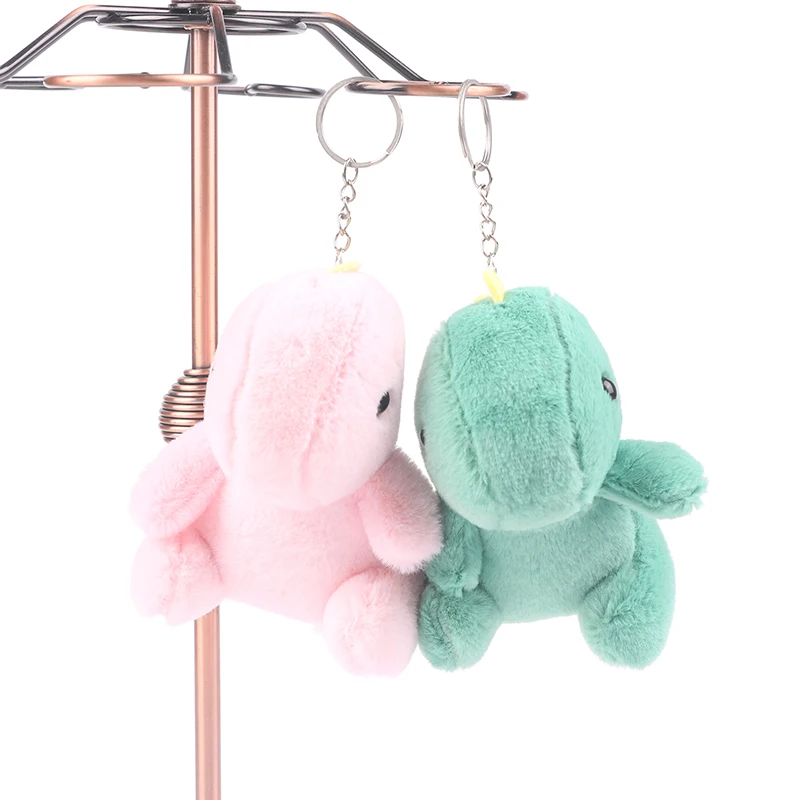 12cm Kawaii Dinosaur Plush Toy Cartoon Animal Pendant Soft Stuffed Doll Keychain Backpack Car Bag Key Ring Decor Kid Gift