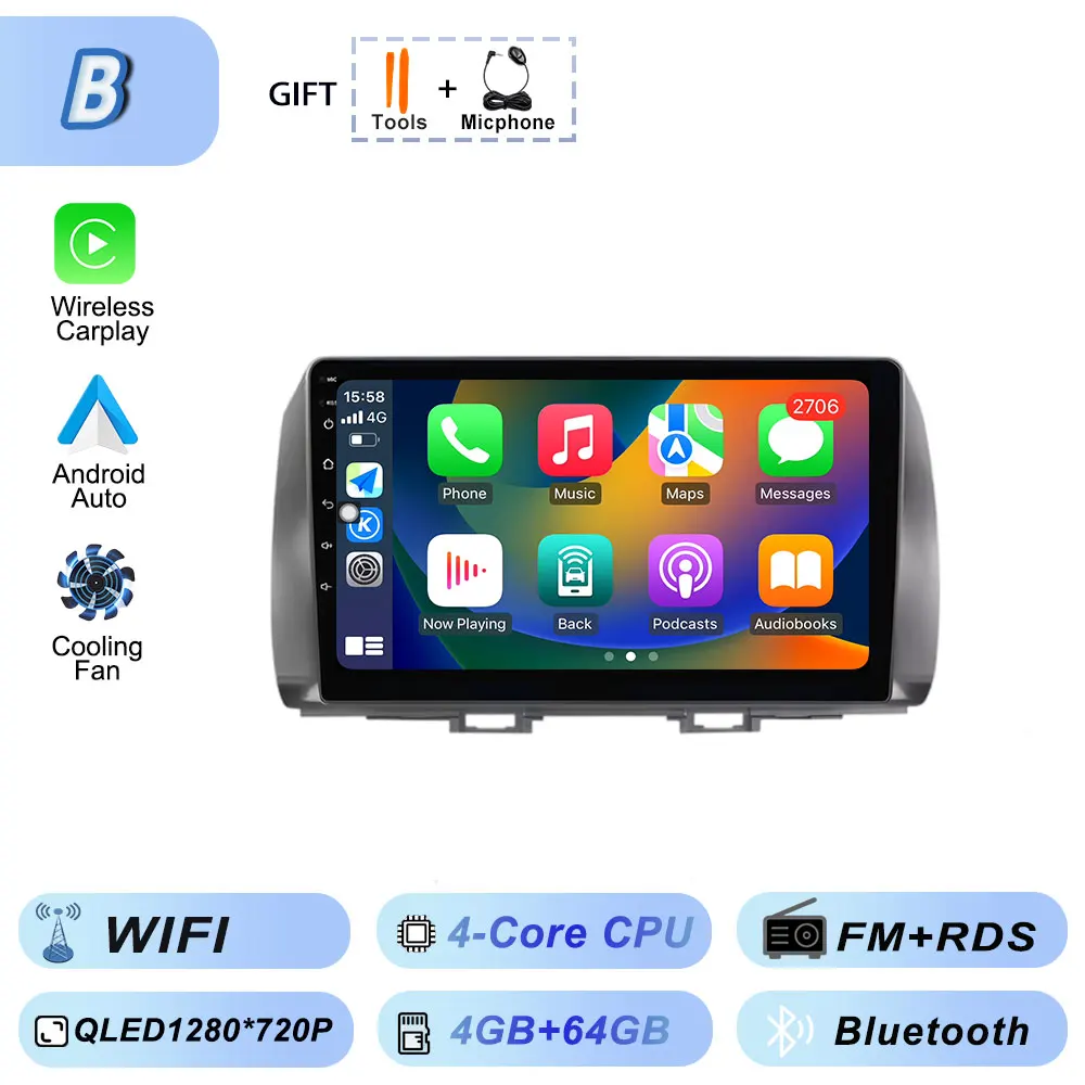 Android Auto voor Toyota BB 2 Daihatsu Materia 2005-2016 Autoradio Multimedia Video Bluetooth Speler GPS Navigatie CarPlay WiFi
