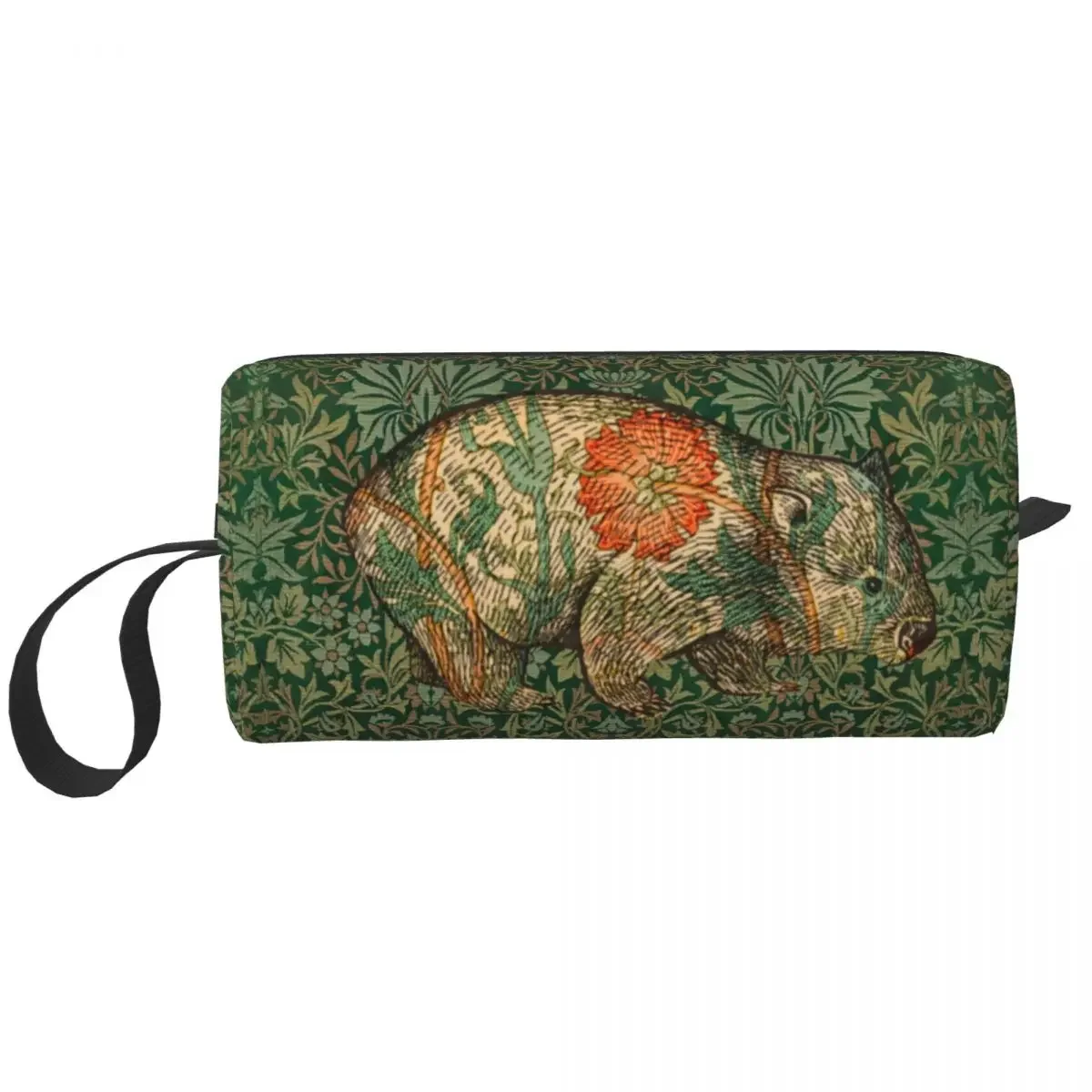 Rossetti's Wombat In Green Flower Garden Makeup Bag Women Travel Cosmetic Kawaii William Morris Animal Art Storage Toiletry Bags