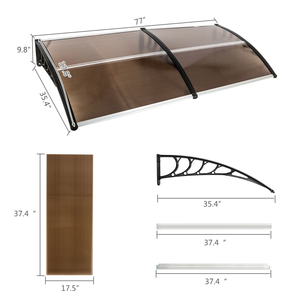 200 X 96 Household Application Door & Window Awnings Brown Board & Black Holder  Outdoor Furniture