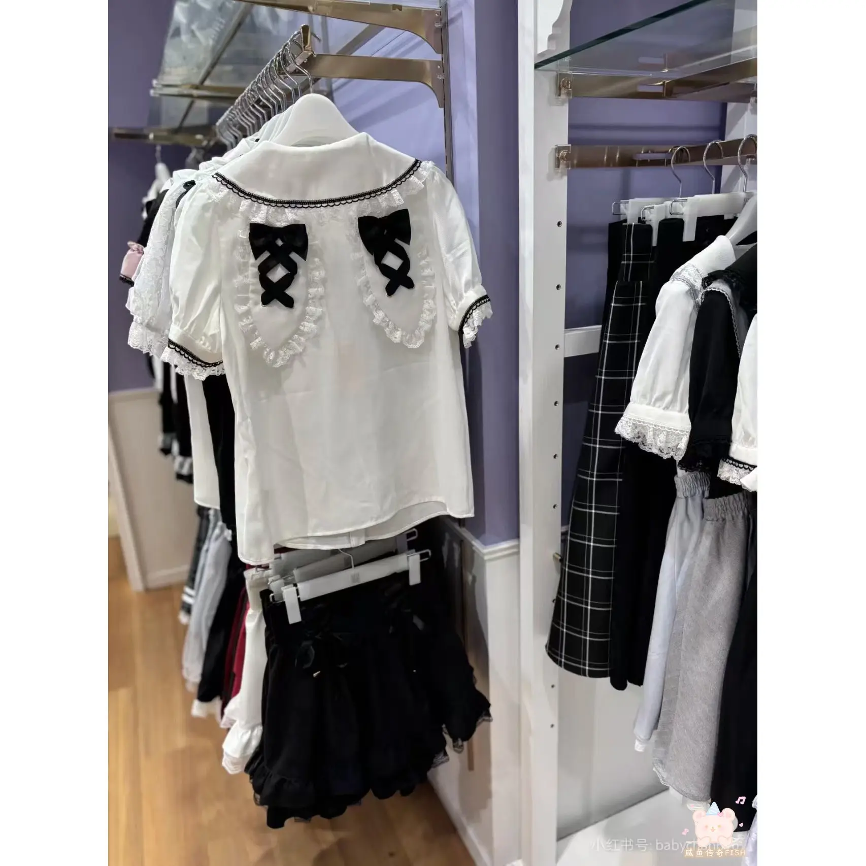 Japanse Mijn Stijl In massa geproduceerde Zoete Veelzijdige Lolita Blouse Schattig Konijn Oor Marine Kraag Boog Korte mouwen Tops Dames Shirts