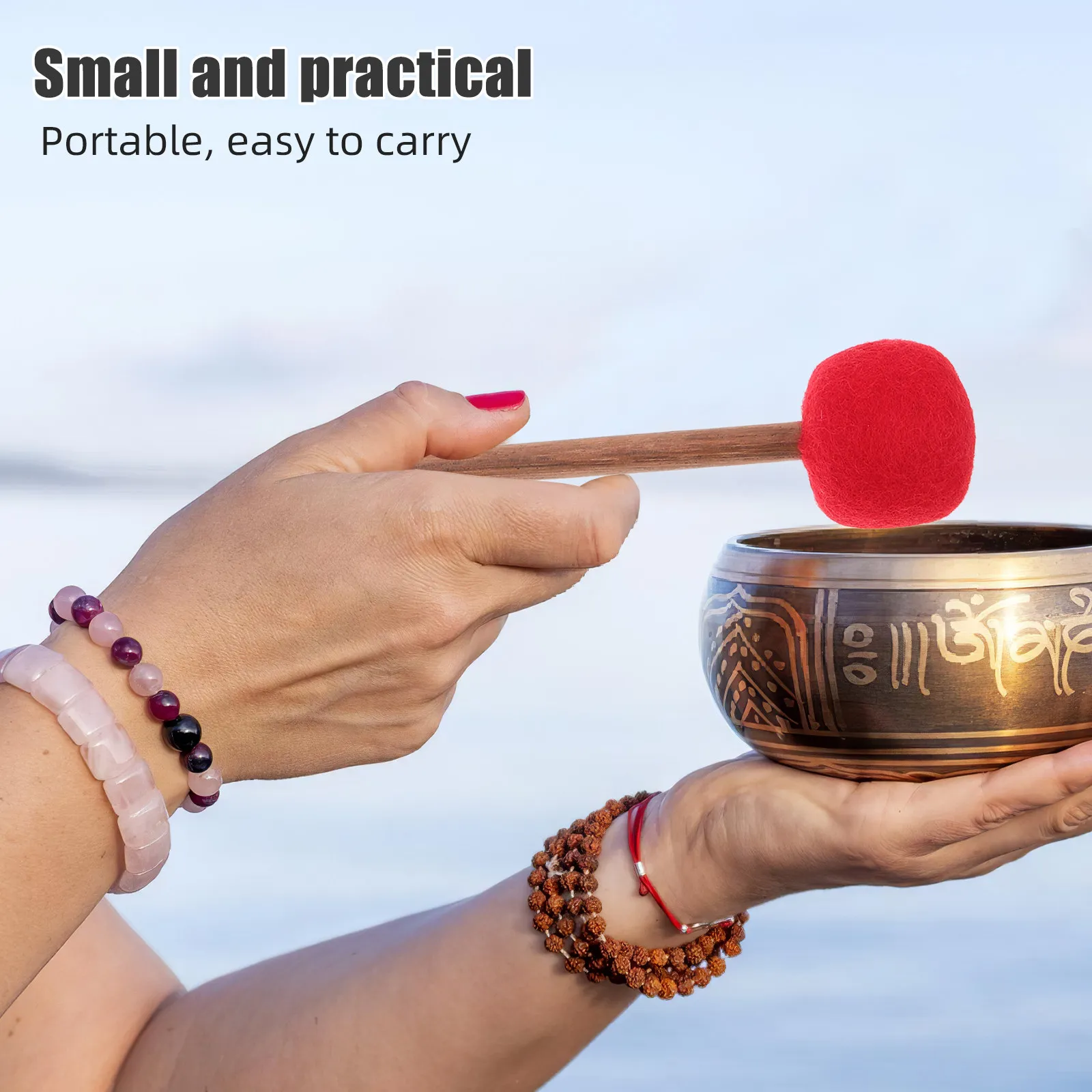 Wooden Sound Bowl Mallet Bowl Hammered For Music Therapist Handmade Singing Felt Striker Balanced Meditation Tool