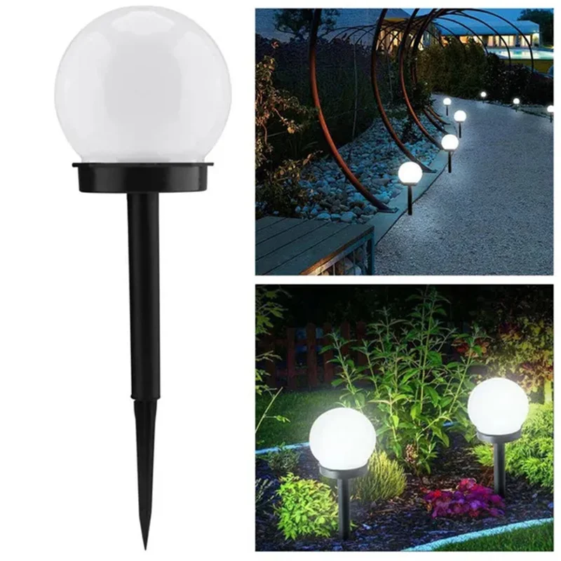 

2/4pcs Solar Garden Light Small White Ball Lamp Round Ball Bulb Light Led Outdoor Villa Lawn Waterproof Light Ground Plug Lights