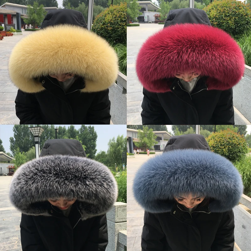 Real Fox Fur Collar Winter Women Natural Genuine Fur Scarf High Quality Fashion Warm Muffler And Luxury Scarves Russian Ladies