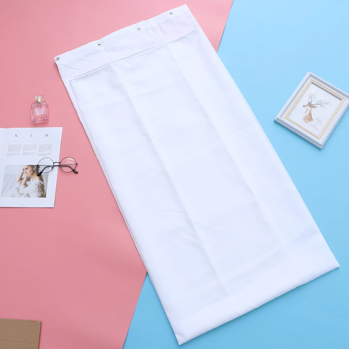 

Thicken Polyester White Shower Curtain Waterproof Bathroom Decor Built in Ring Holes Modern Style Bath Curtains