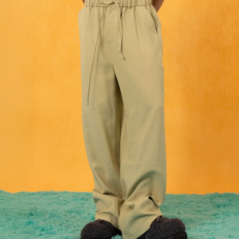 Men's 2025 Four-season Wear Elastic Waist Drawstring Suit Trousers Men's Loose Wide-leg Straight Pants Loose Comfort Trousers