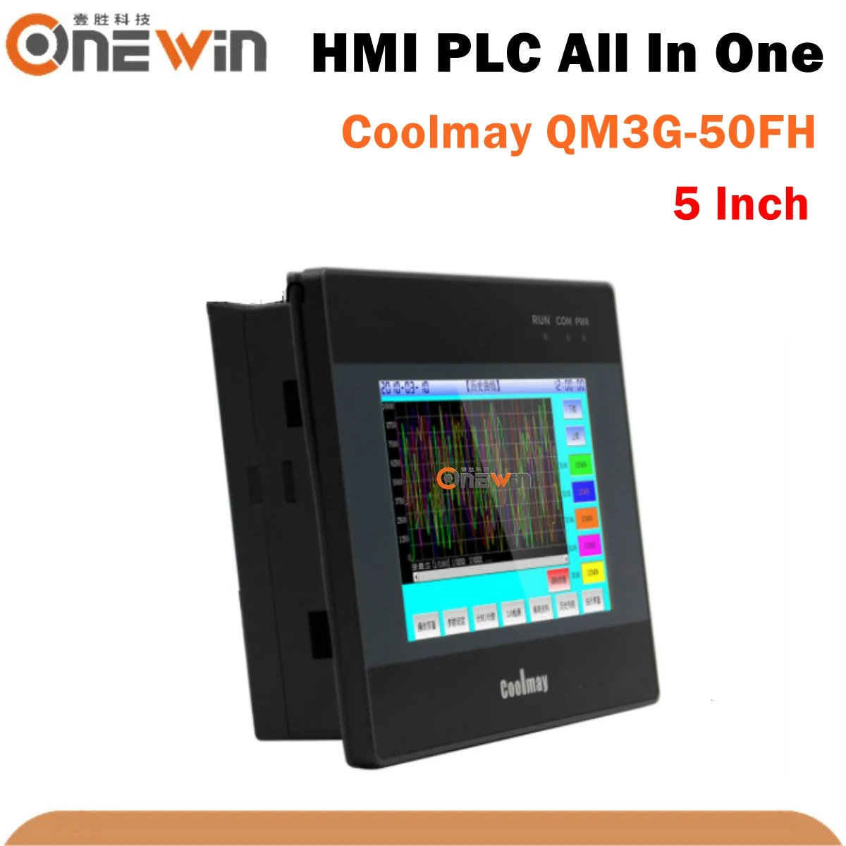 

Coolmay 5 Inch HMI PLC All In One QM3G-50FH Touch Screen With Programmable Logic Controller Integrated