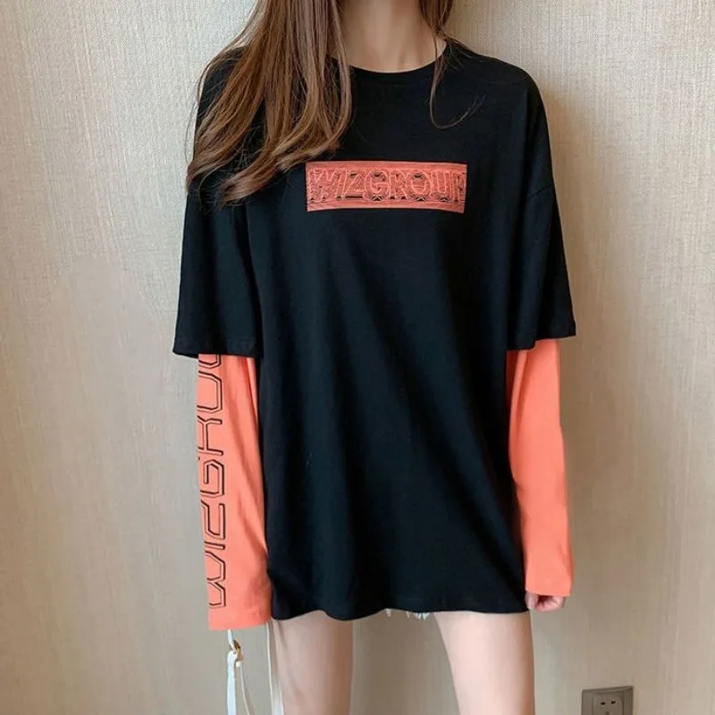 Tshirt With Print Woman T-shirt Black Top For Women Loose 2024 Offer High Quality Clothing New In Tee Elegant And Youth Causal