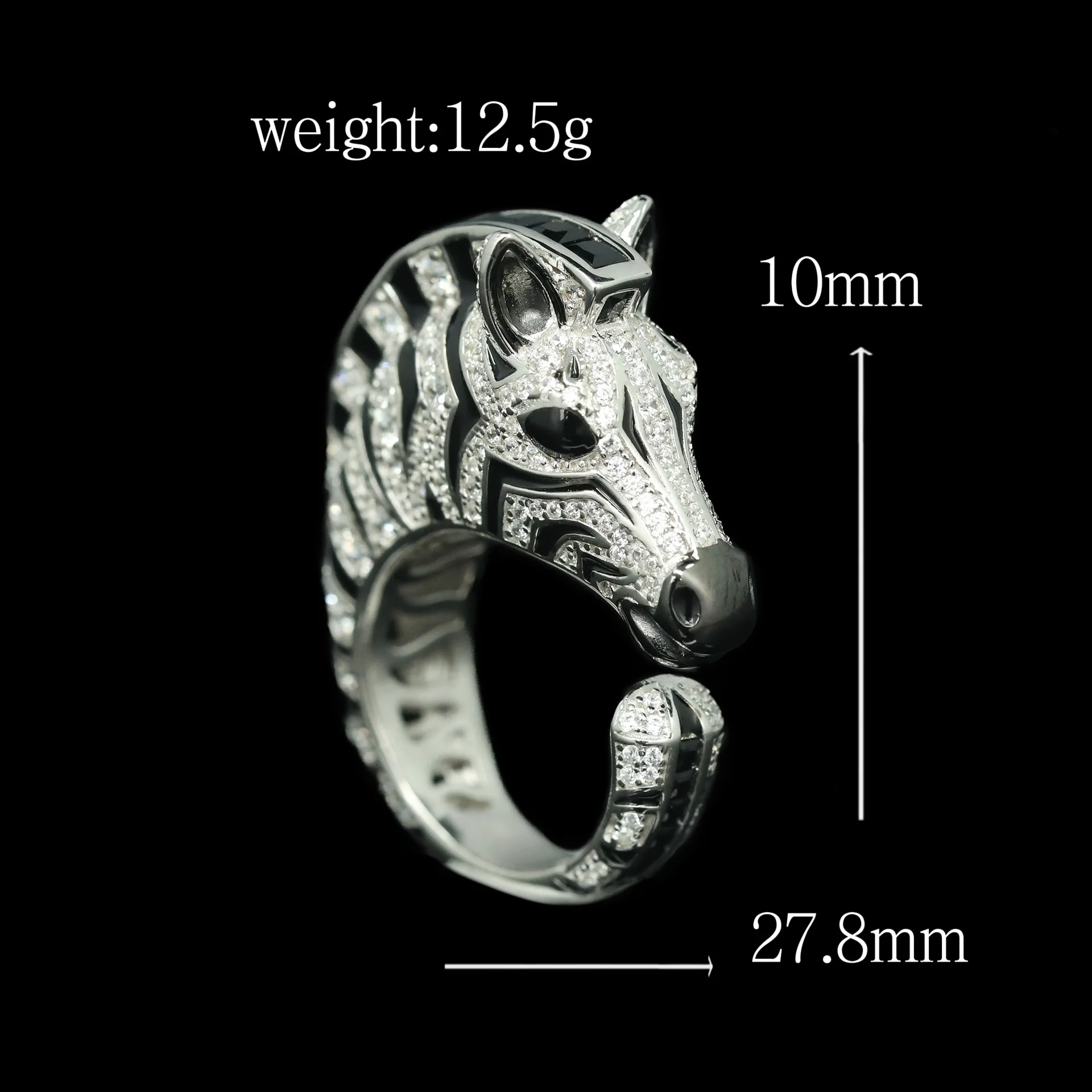 

925 sterling silver zebra lady cocktail ring