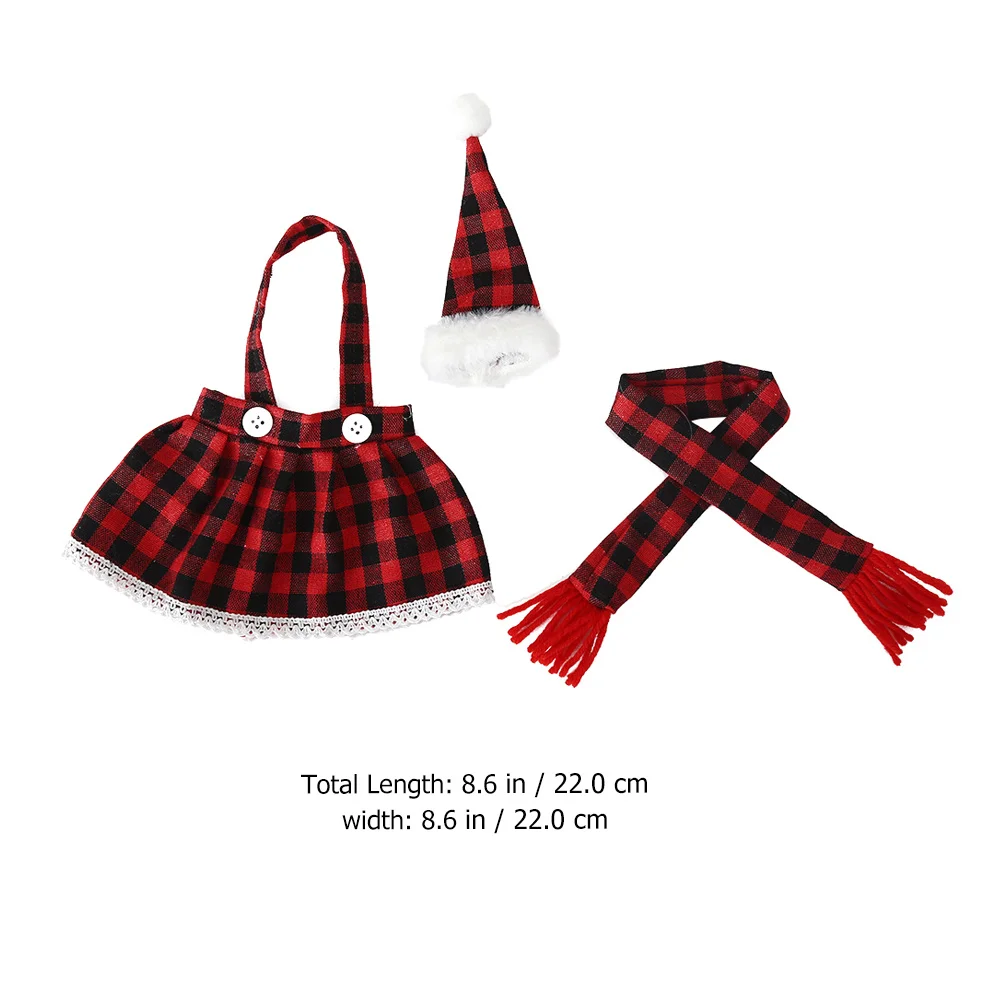 

1Set Plaid Wine Dress Suit Christmas Mini Hats Scarves Bottle Cover Creative Wine Bottle Decor Party Decoration
