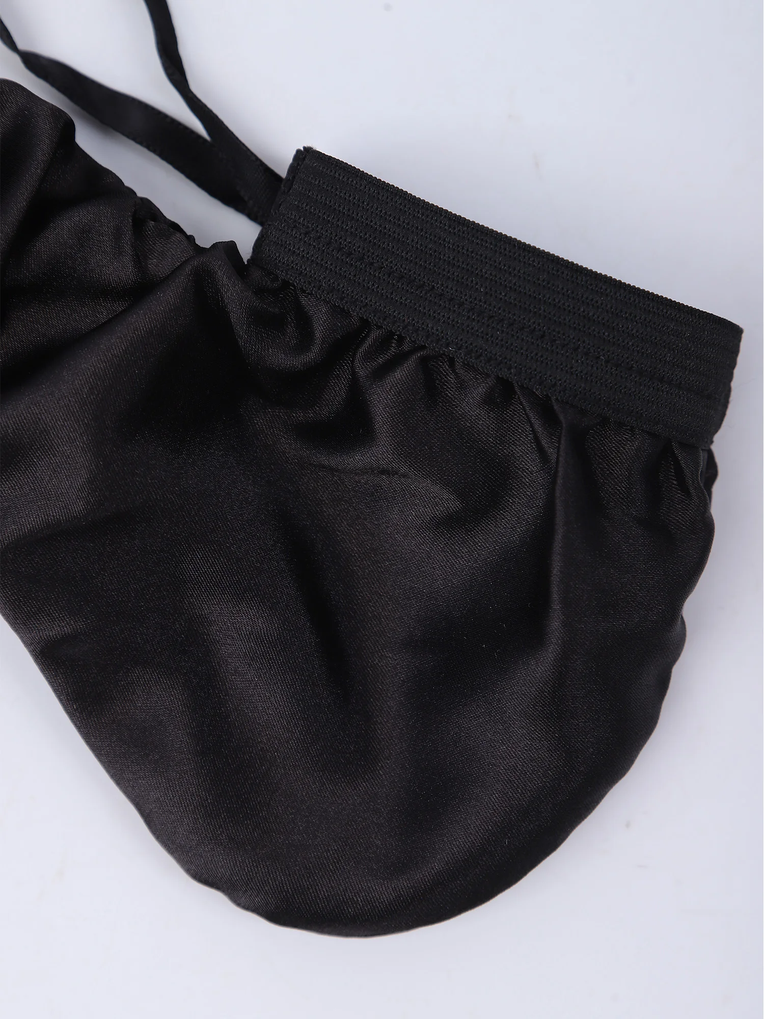 Mens Funny Strapless Thongs Underwear Silky Satin Penis Sheath Bulge Pouch Micro Mini G-strings Underpants with Ribbon Ruched