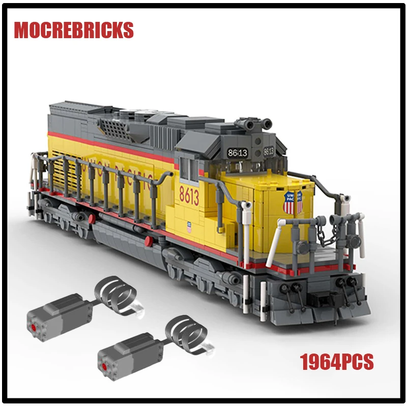 Urban Railway Train EMD SD40T-2 Freight Train With Electric Power Motor MOC Building Blocks Assembly Model Kid's Toys Xmas Gifts