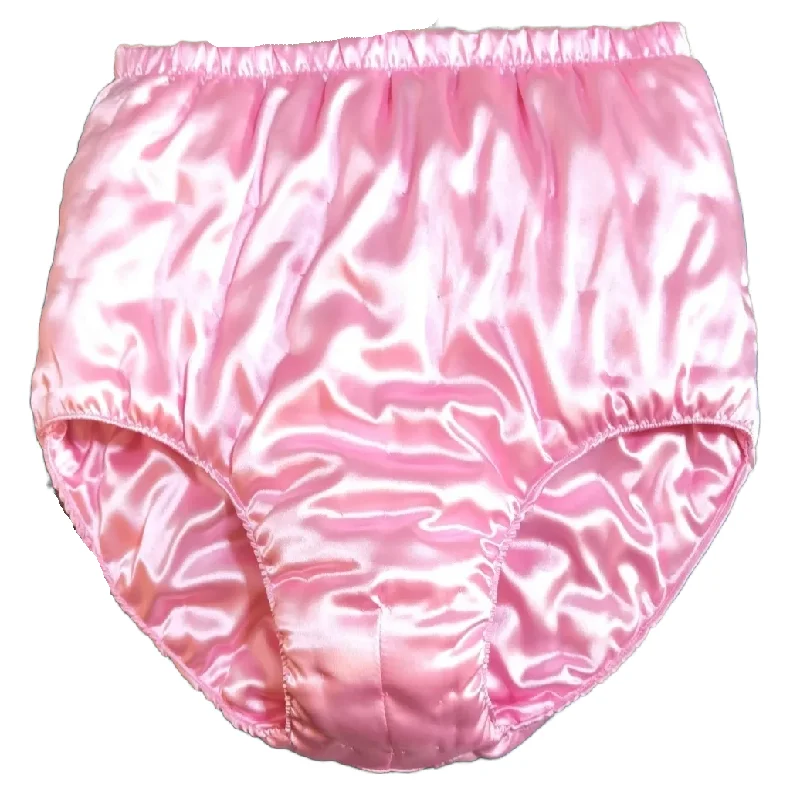 

Handmake Man's Silky Soft Pink High Waist briefs Live Show Dance Private Party Sexy Costume Panty Handmake FKK (size big puffy)