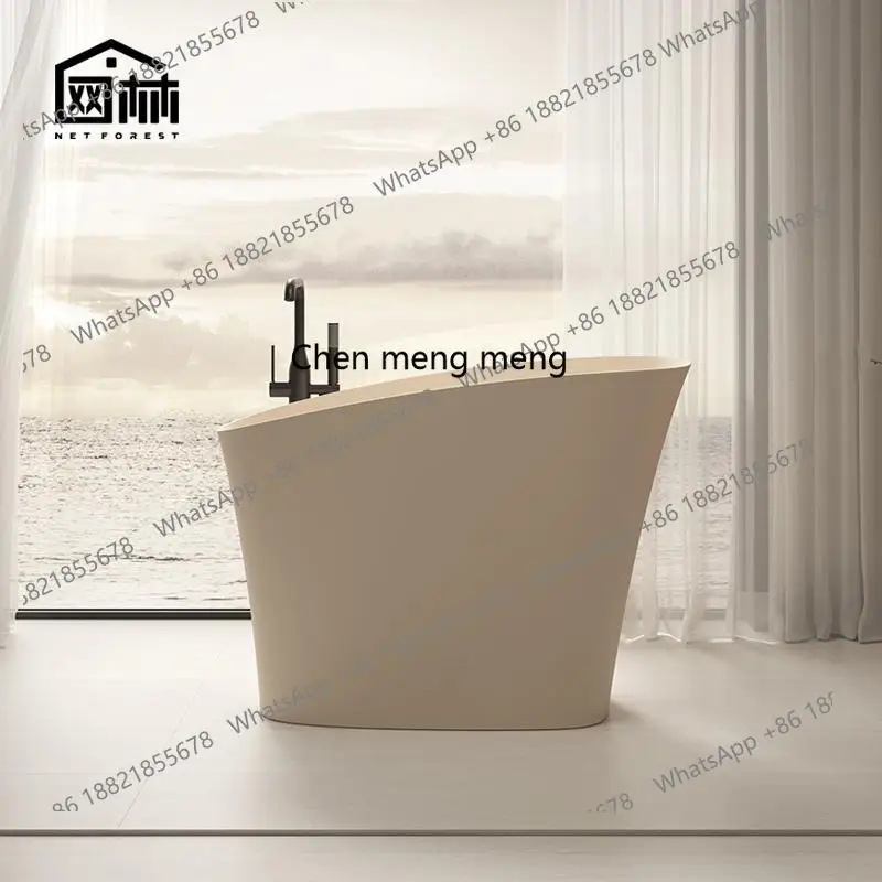 

Japanese-style mini artificial stone deep-soaking seated bathtub oval freestanding household bathroom bathtub