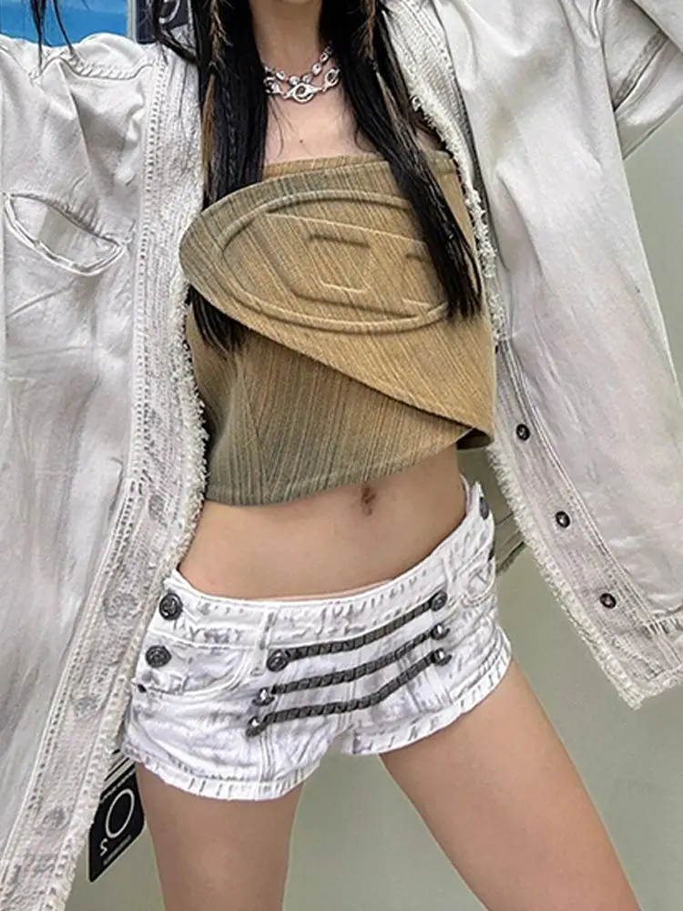 American High Street Heavy Industry Beaded Denim Shorts For Women'S Summer New Hot Girl Retro Dirty Sexy Hip-Packing Hot Pants