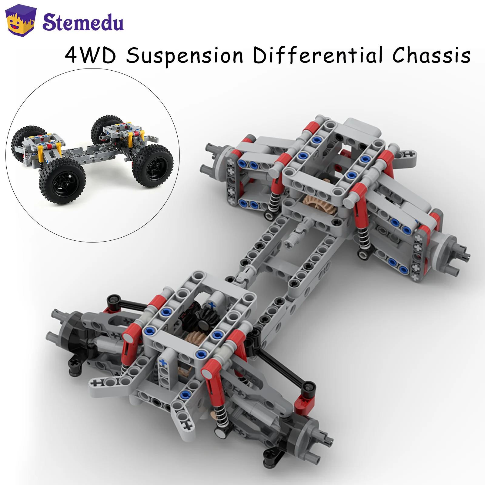 

MOC 4WD независимая подвеска, дифференциальное шасси, рулевая ось, строительные блоки, полноприводный технический автомобиль, запчасти, игрушки, подарок для детей