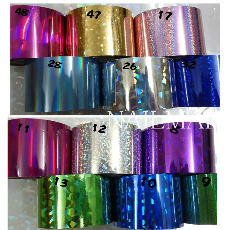 1 roll 120m*4cm Holographic Nail Foil Holographic Gold Laser Silver Nail Art transfer Decal Foil Sticker Decals Nail Decoration