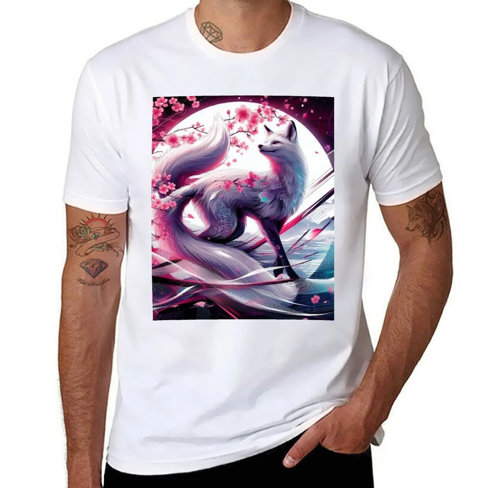 

shirt man t Kitsune t man Cherry print luxury g men custom for shirt shirts t T-Shirt Moon The