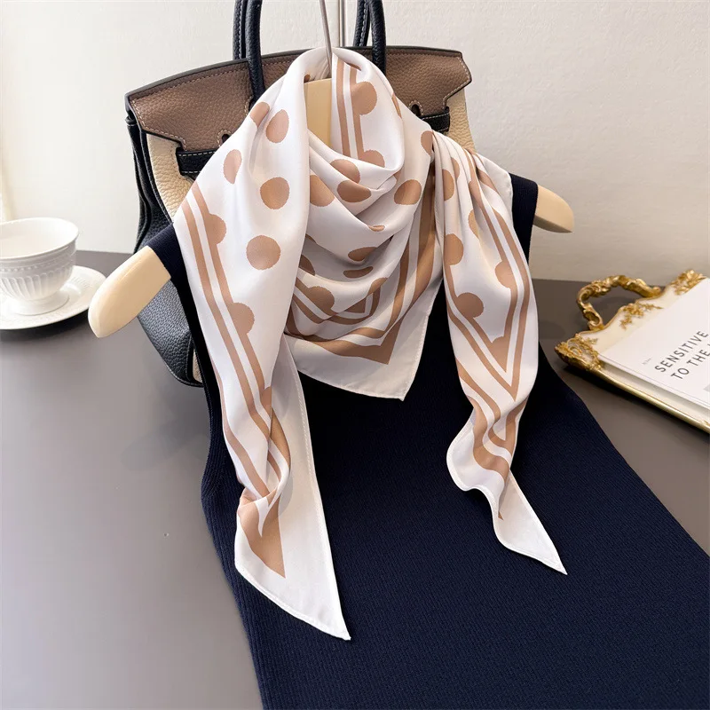 

Scarf Fashion Hijab Silk Female Print Shawl Wraps Headband Neckerchief Ribbon Bandana Headscarf Designer Luxury Foulards Femme