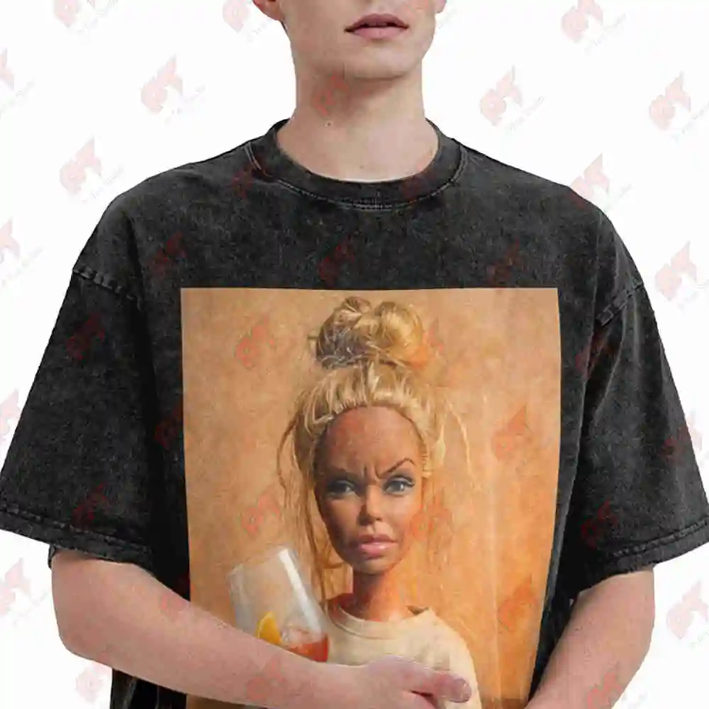 Disgusted Face Doll Meme Orange Spritz Cocktail Vintage Washed Tee Pure Cotton T-Shirt