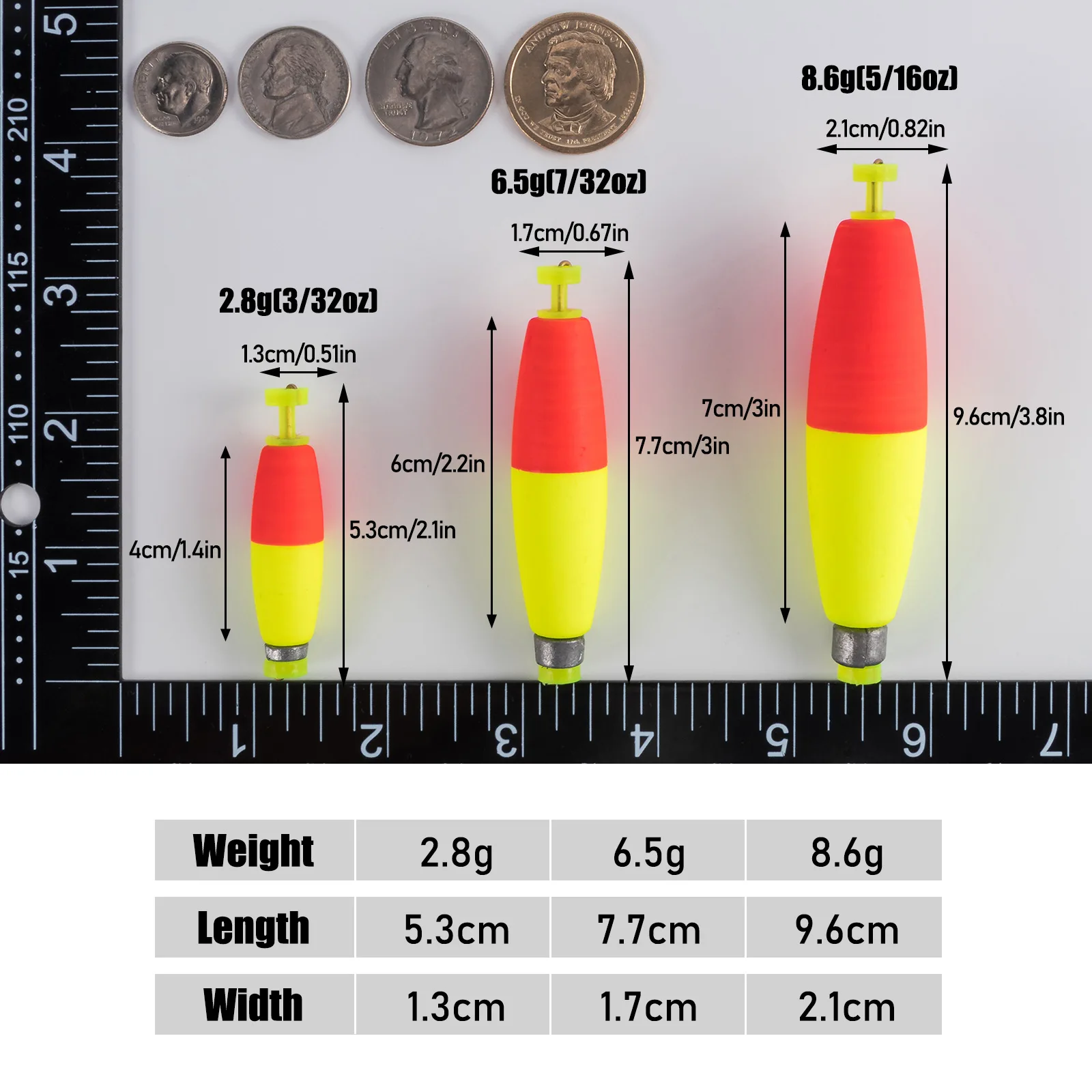 5pcs Fishing Foam Float,Weighted Buoy Bobbers,Cigar Oval Shape Strike Indicators,Snap-on Fishing Float,Surf Fishing Bass Trout