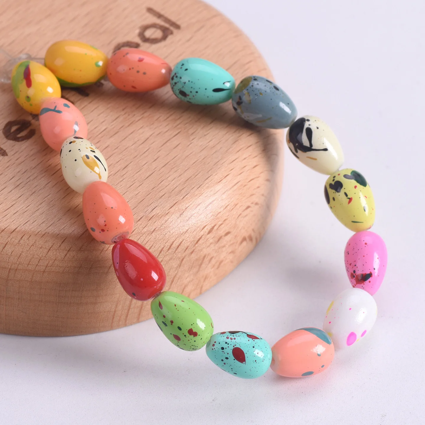 Cuentas sueltas de vidrio opaco con forma de pera en forma de lágrima de Color recubierto de manchas, 11x8mm, 14x10mm, venta al por mayor, lote para