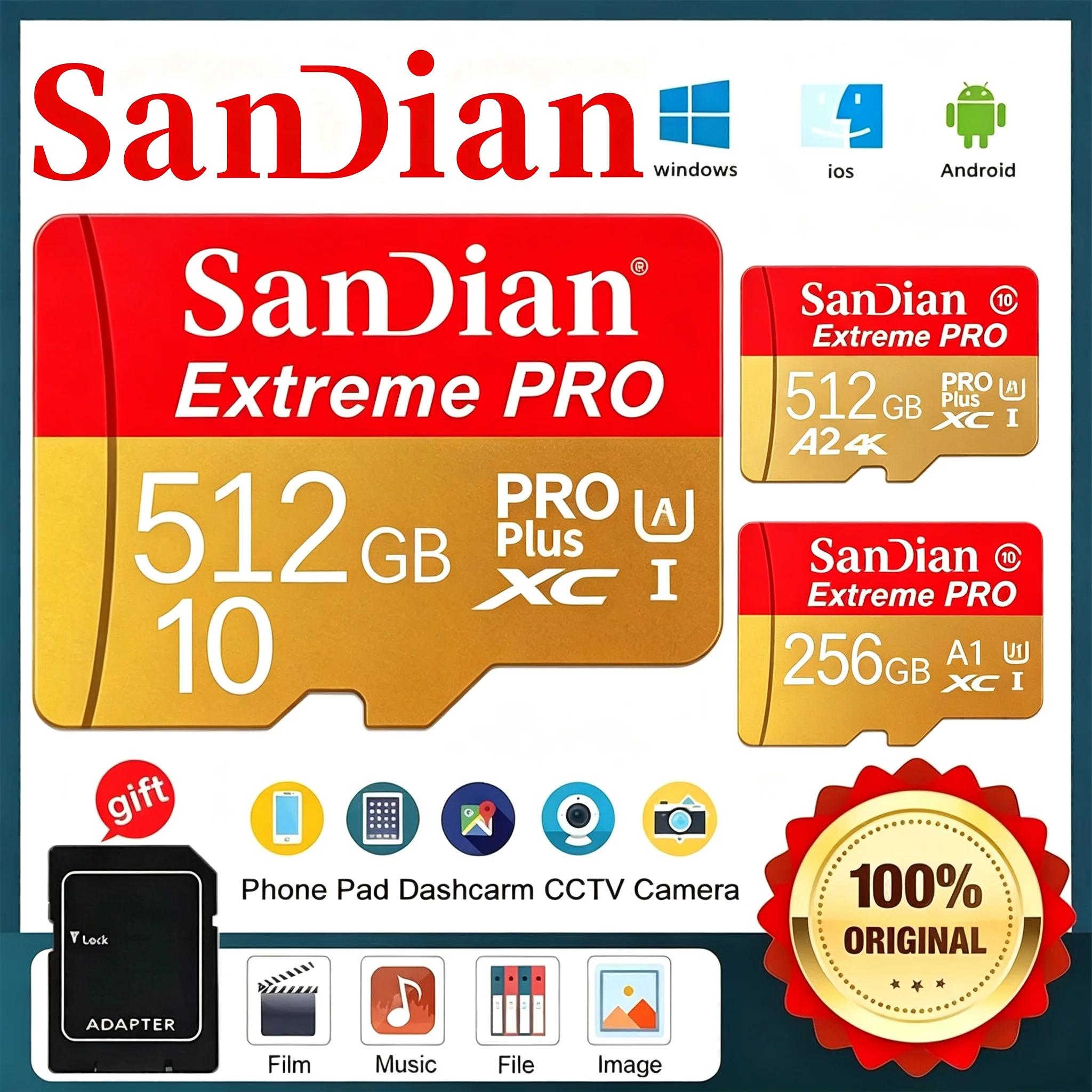 Secure Micro TF SD Card 32GB SD Cards 64GB TF Cards 256GB Memory Card 8K V60 for Phone/GPS/Router/Mobile/PC Mac/MP4 Player