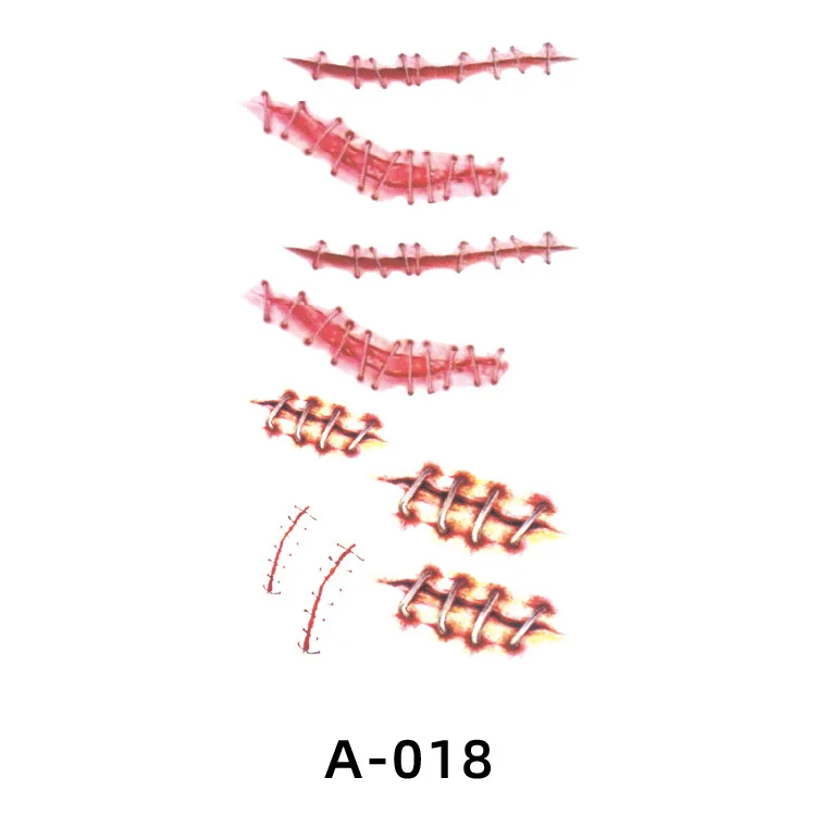 Halloween Temporary Tattoo Stickers - Bloody Wound Scars Design Body Art Decals for Halloween Party Props