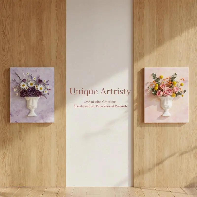 French Oil Painting Look White Wall Vase Ideal for DIY Flower Arrangements and Enhancing Home Environments
