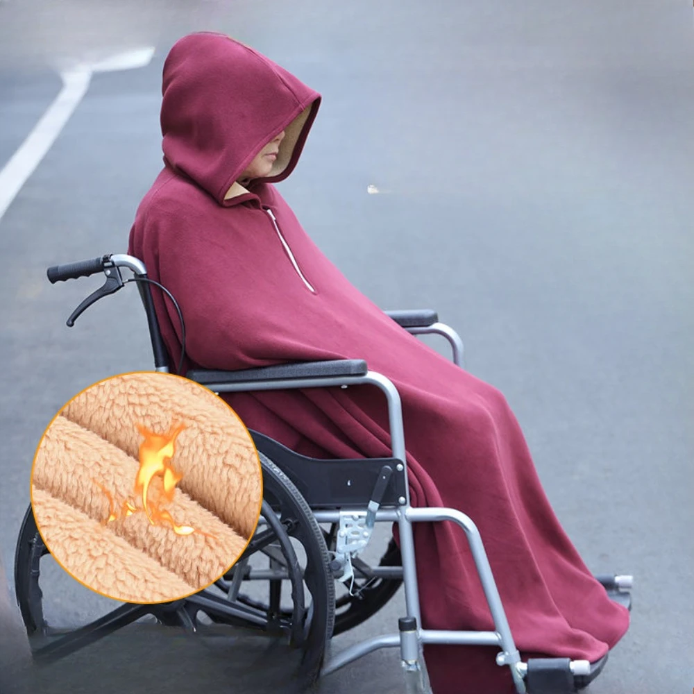 Wheelchair Travel Windproof Warm Shawl Blanket Thickened By Winter Wool Elderly Wheelchair Cover Blanket Shawl Windproof Cloak