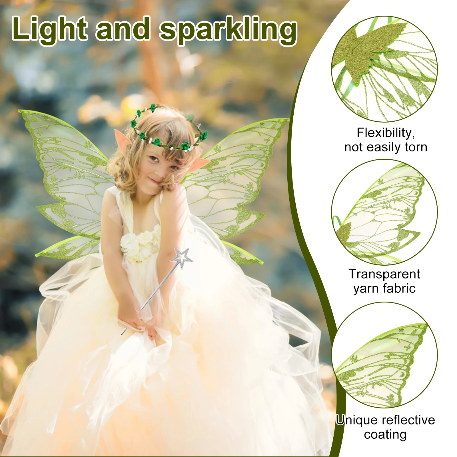 Fee Schmetterling Flügel Dekoration Elf Ohr Flügel Kostüm Engel Flügel Cosplay Kostüm Festliche Party Maskerade Dress Up Requisiten