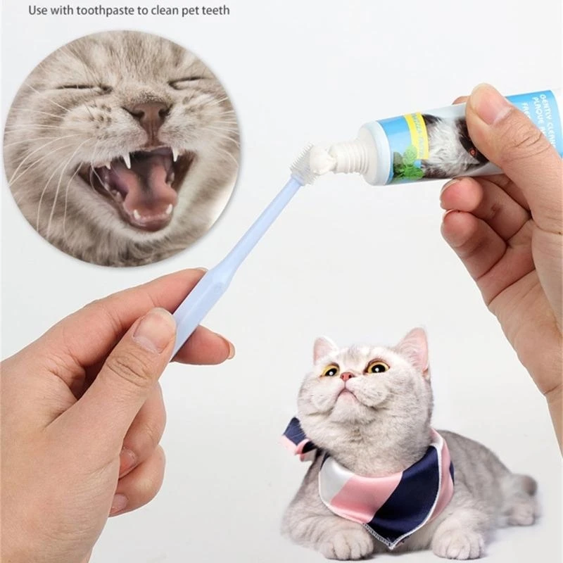

4X7B Cats Toothbrush Dog Teeth Cleaning Kits Soft Bristle Tooth Brush Grooming Product