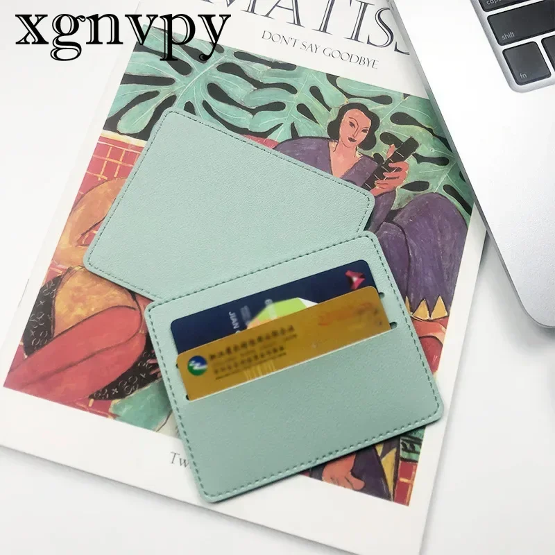 Xgnvpy New Fashion Exquisite Multi-card Bag Female Portable Bus Card Set Pure Color Simple