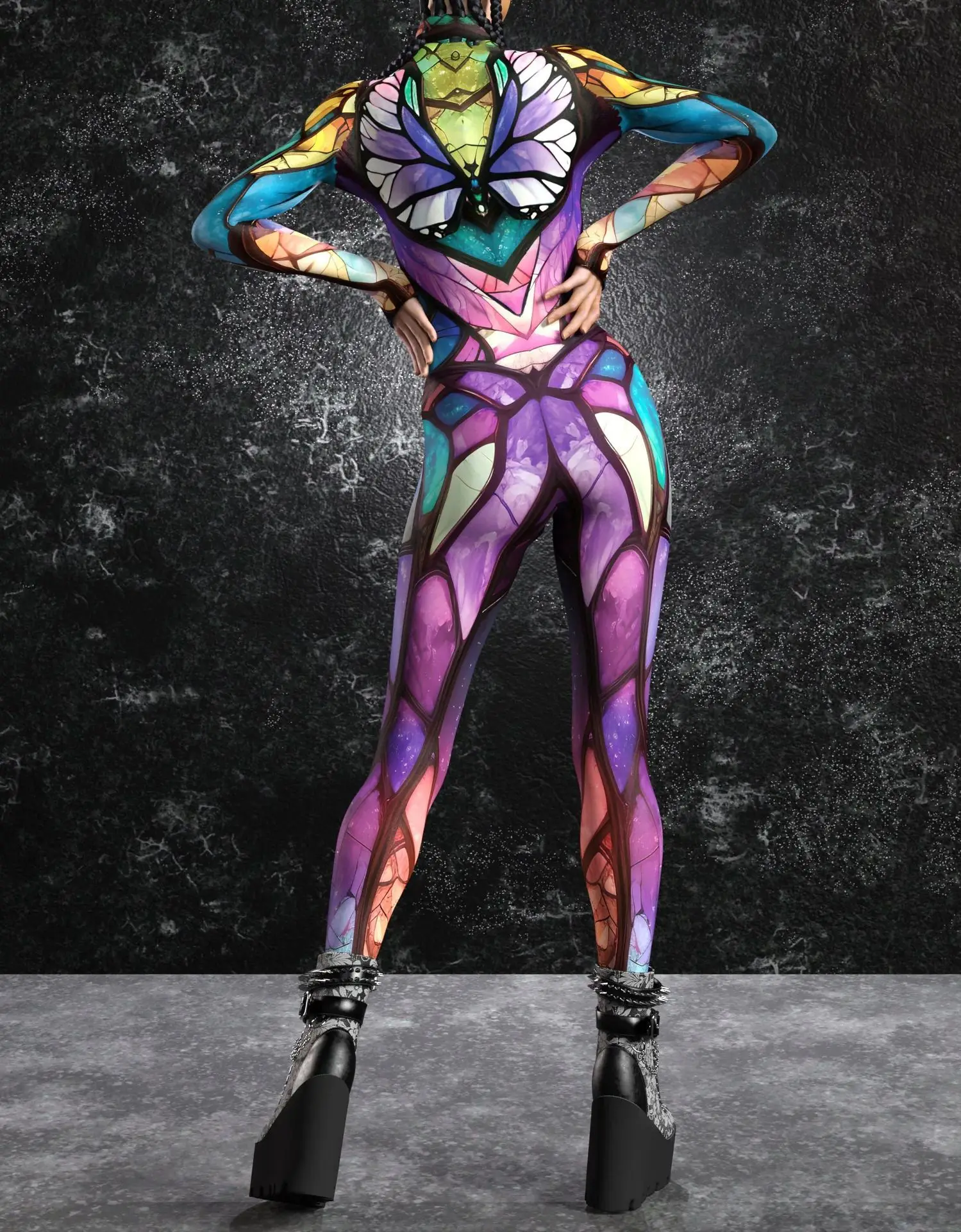 Damen Cyber 3D-Druck Festtags-Party Punk Jumpsuit Onesie Halloween Cosplay Kostüm Bodysuit Performance Steampunk Romper – Detail 9