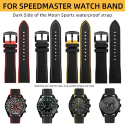 21mm bracelet For Omega Speedmaster 311 Dark Side of the Moon Apollo 8 DEC 1968 44mm Dial Black and Yellow Rubber watch Strap