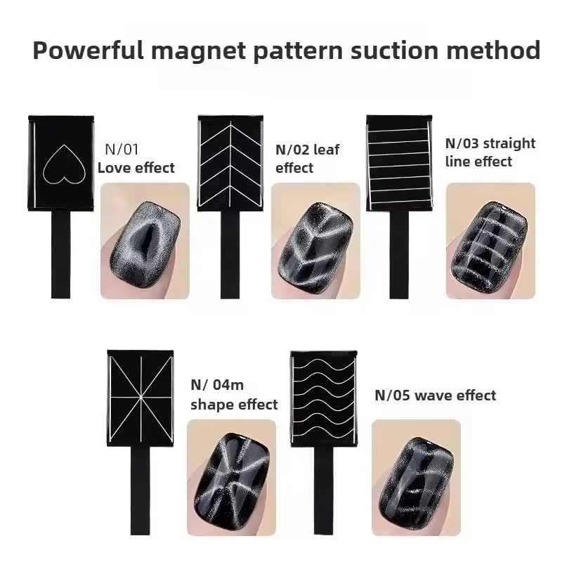 5 pezzi Nail Art Cat Eye Magnete a forma di cuore 3D Magnete Cat Eye Gel fai da te Modello d'amore Magnete magico Strumento magnetico per lucidatura adatto