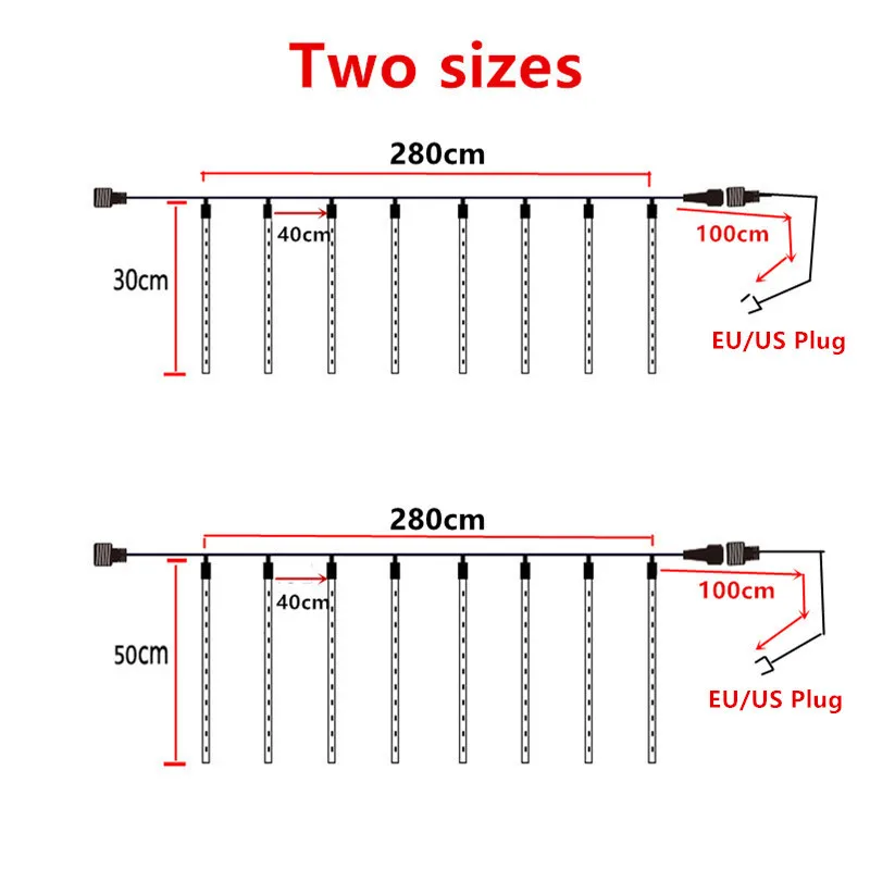 Meteor-LEDストリングライトセット,屋外,ストリート,ランプ,ガーランド,クリスマスの木の装飾,結婚式,庭,新しい,1, 2, 3, 4セット