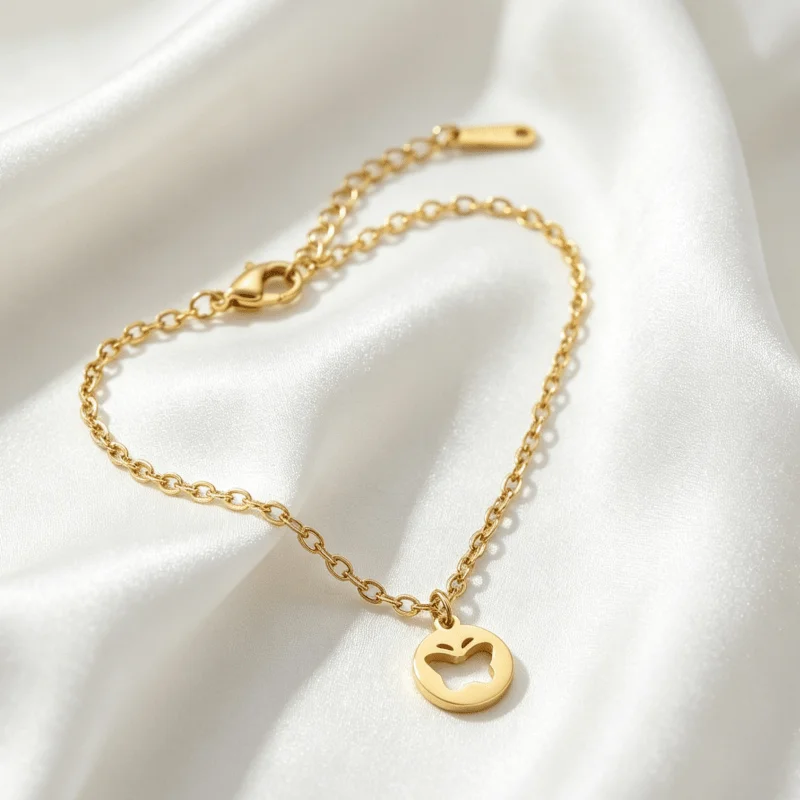 High quality stainless steel hypoallergenic golden anklet cross chain + round heart dream, polished, anti-fading, simple and ele