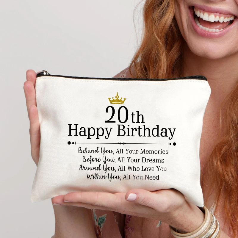 20th Birthday Gifts for Women Travel Zipper Makeup Bag Happy 20th Birthday Gifts for Women 20 Year Old Birthday Gifts for Her