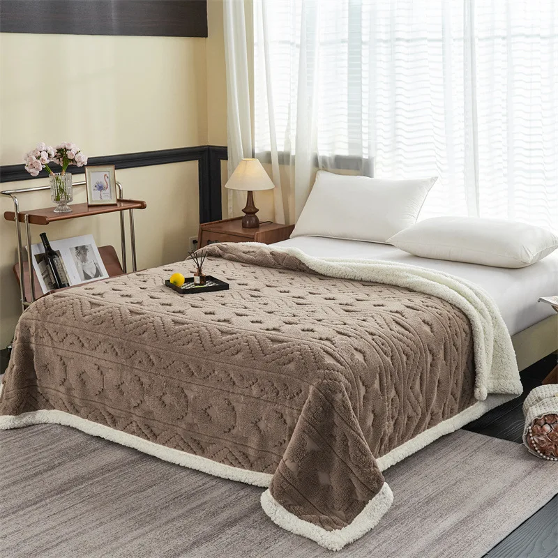 

Warm Plush Blanket Solid Color Simple Three Dimensional Jacquard Multifunctional Cover Student Nap Blanket Adult Office Blankets