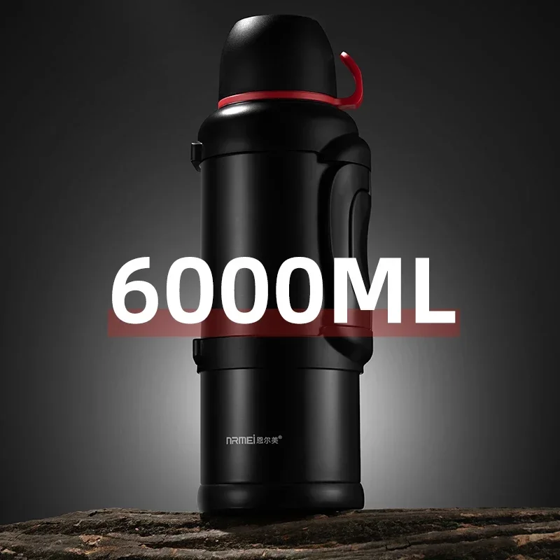 5L/6L Water Bottle Large Thermos with Handle Vacuum Flask Sports Stainless Steel Portable Leakproof with Bottle Bag BPA Free