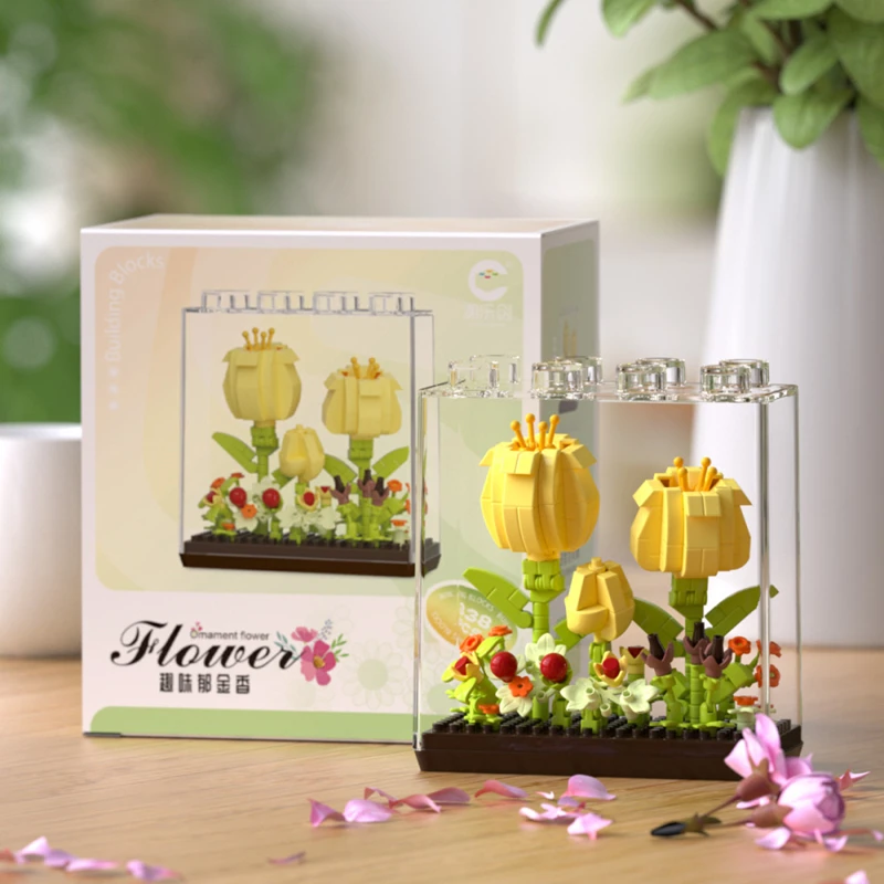Qimeng Fun Mikrogranules Rose Ewige Blume Baustein Ornament Bausatz Geschenk für Mädchen 7323-26 – Detail 12